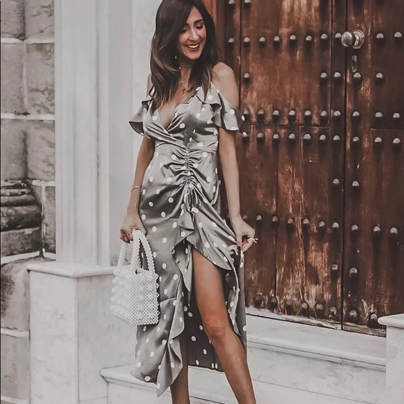 Zara Dresses Polka Dot Dress Ruffle Off Shoulder Slit Blog